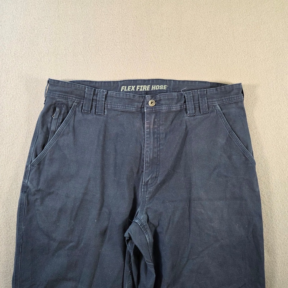 Duluth Trading Co Pants Mens 38x32 Navy Canvas Flex Fire Hose Workwear Straight - Picture 3 of 7